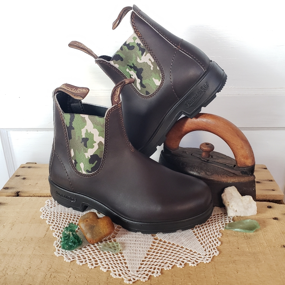 New*Blundstone Camo Stout Brown Chelsea Ankle Boot Boho Gypsy #2301 AU3½ | 6.5US - Picture 5 of 12